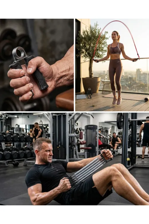 UCUZTEKNO UCZZZYAYSPORSETİ-3 Trendlia Çok Amaçlı Spor Seti Atlama İpi El Yayı Karın Kas Aleti