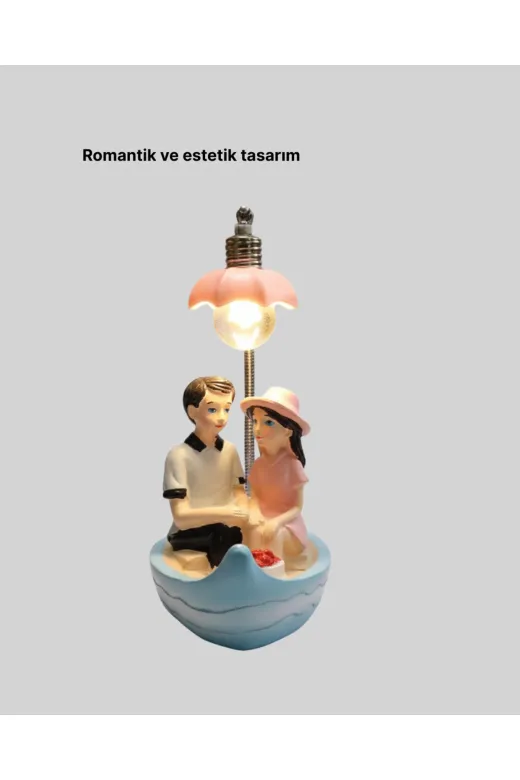 UCUZTEKNO UCZZZZTEKNEIŞIKPEMBE-3 Trendlia Sevgililer Günü İçin Romantik Çift Figürlü Dekoratif Gece Lambası