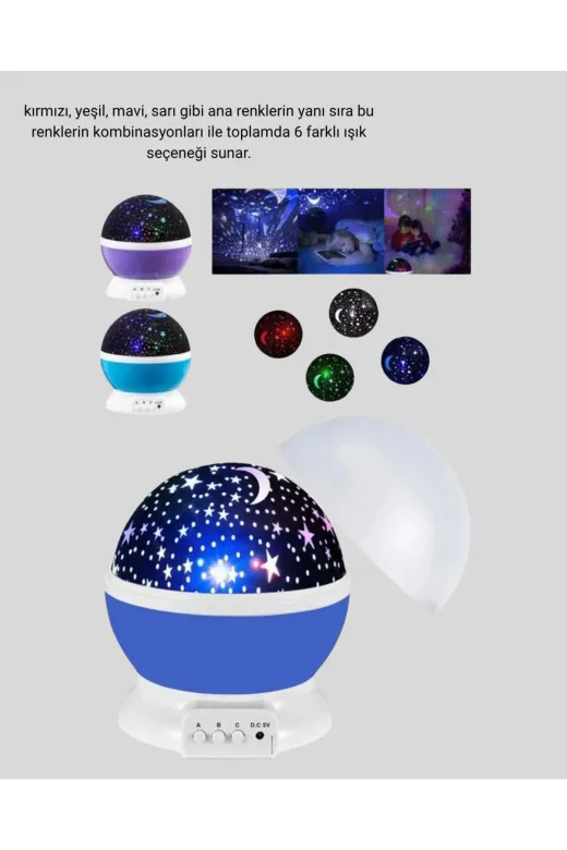 UCUZTEKNO XUUCZZZSTARGECELAMBASI-2 Trendlia Çocuk Gece Lambası 6 Modlu Renkli Led Enerji Tasarruflu Masal Işığı