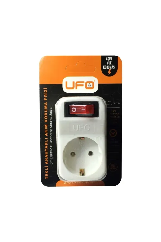 UFO ELECTRIC ufka0054 Tekli Anahtarlı Akım Koruma Prizi