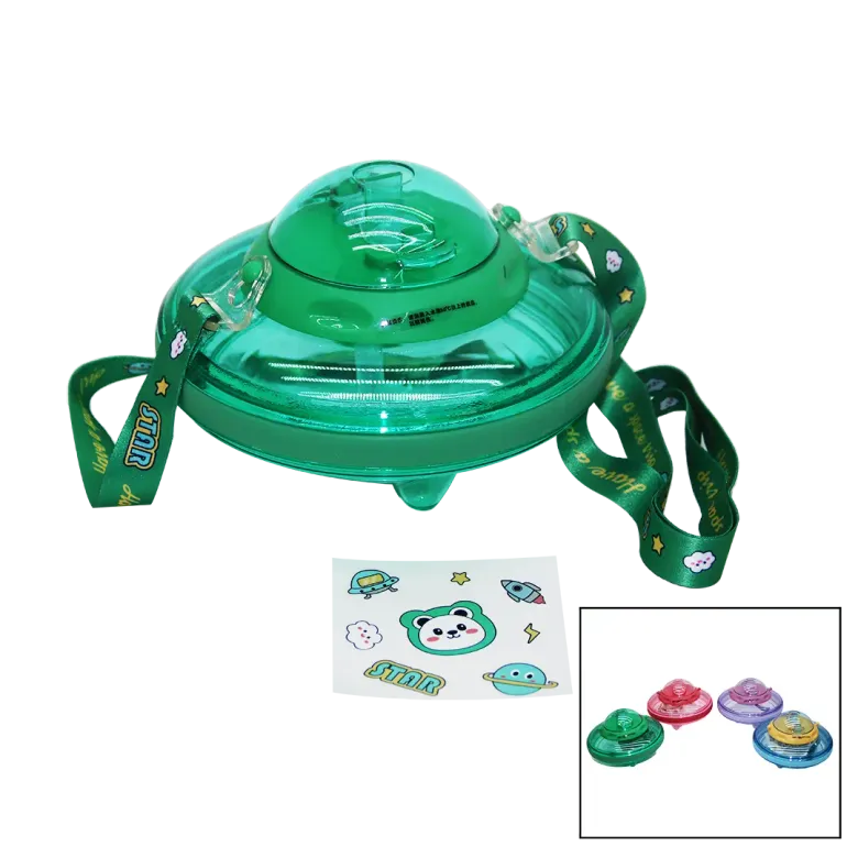 UFO MODELİ RENKLİ MİKA KRİSTAL SULUK MATARA PİPETLİ - TAŞIMA ASKILI 550ML ( HERHANGİ BİR RENK  GÖNDERİLİR )  (4745)