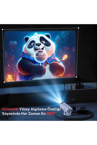 ultra hd Taşınabilir Android Sinema Projeksiyon Wifi Destekli En Güncel Sürüm Akıllı Projektör Beyaz 720P