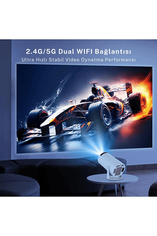 ultra hd Taşınabilir Android Sinema Projeksiyon Wifi Destekli En Güncel Sürüm Akıllı Projektör Beyaz 720P