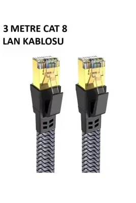 Ultra Hızlı 3 Metre Dayanıklı Cat 8 Ethernet LAN Kablosu
