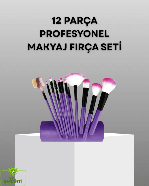 Ultra Yumuşak 12’li Makyaj Fırça Seti – Dökülme Yapmaz, Dalin Şampuan İle Temizlenebilir