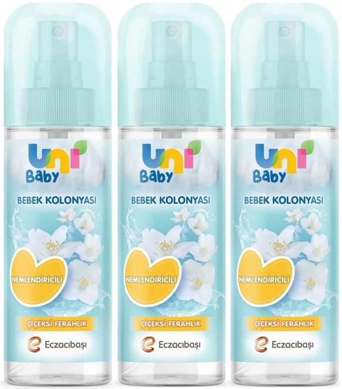 Uni Baby Bebek Kolonyası 150ML Nemlendiricili/Çiçeksi Ferahlık (3 Lü Set)