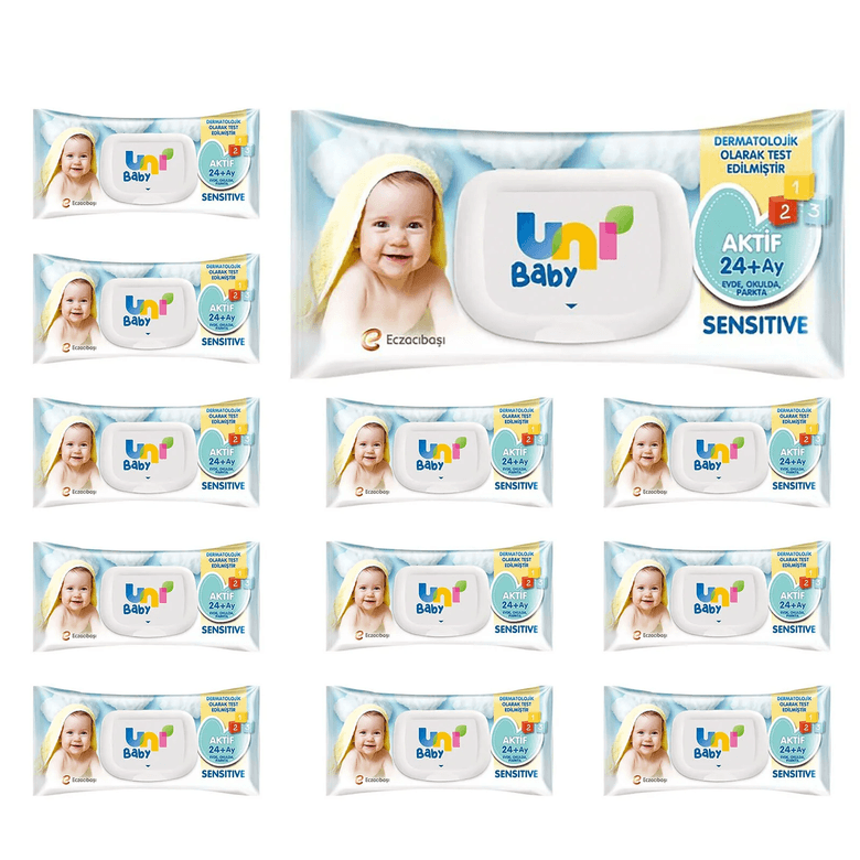 Uni Baby dfgdf412gfgf Aktif Sensitive Bebek Islak Mendil 24+ Ay 12X90 Adet