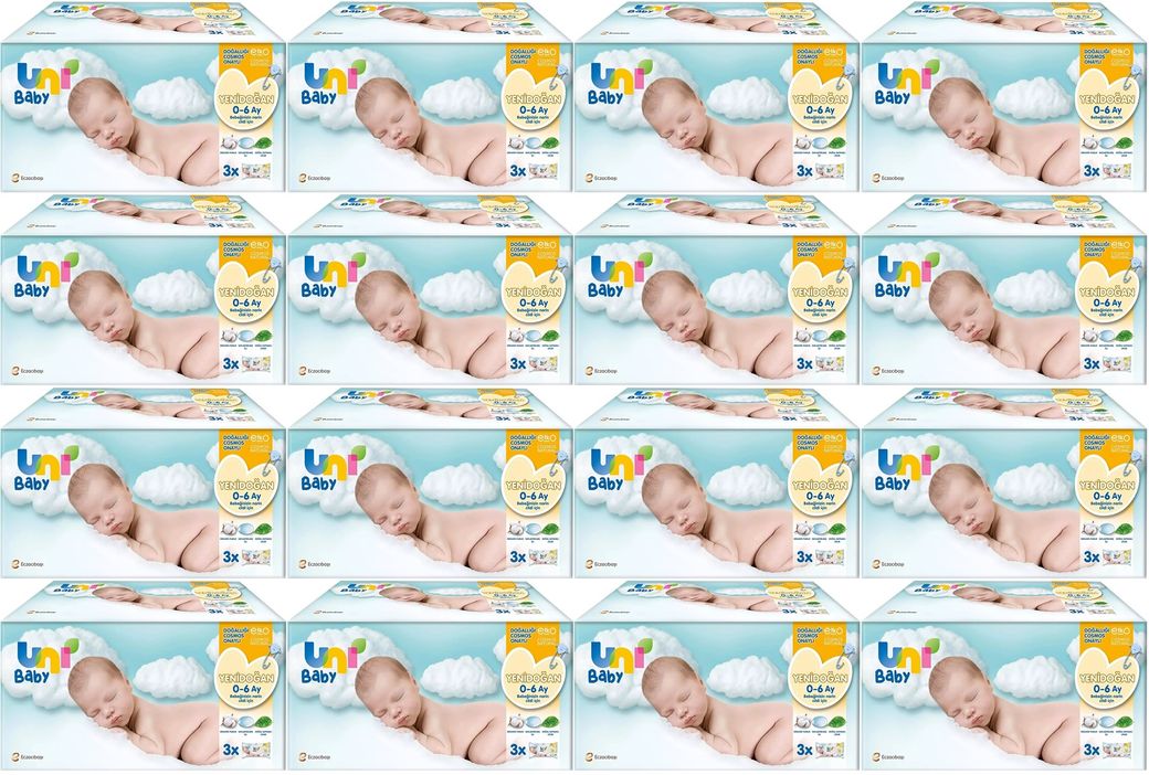 Uni Baby Islak Havlu Hassas Yeni Doğan 40 Yaprak (48Li Set) 1920 Yaprak (Narin Ciltler için)(16PK*3)