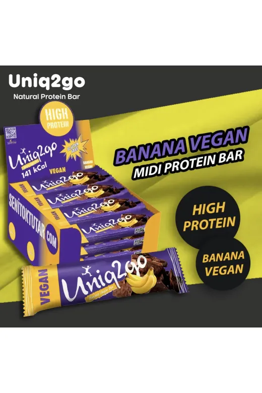 Uniq2go 8680643222704 Banana Vegan 38 G. Midi Protein Bar 16’Li Kutu