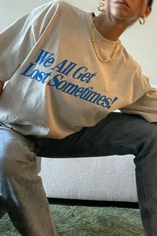 Unisex Baskılı Oversize T-Shirt - Beyaz - M - Beyaz
