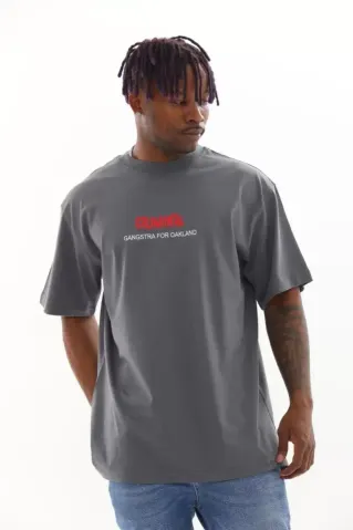 Unisex Baskılı Oversize T-Shirt - Füme - M - Füme
