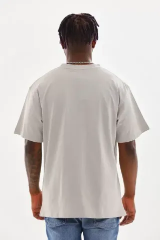 Unisex Baskılı Oversize T-Shirt - Gri - S - Gri