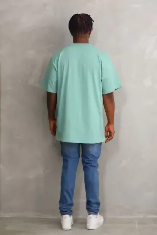 Unisex Baskılı Oversize T-Shirt - Mint Yeşili - XL - Mint Yeşili