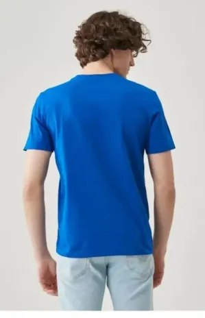 Unisex Düz Biskilet Yaka Oversize T-shirt - Mavi - XL - Mavi