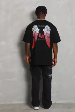 Unisex Oversize Baskılı Bisiklet Yaka T-Shirt - Siyah - S - Siyah