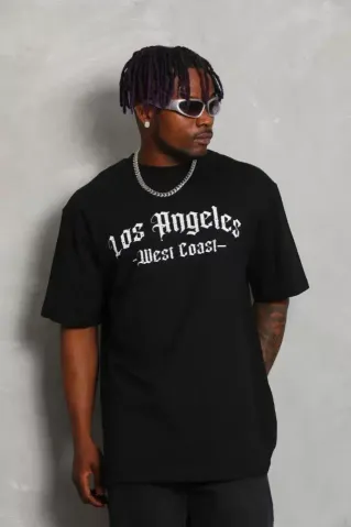 Unisex Oversize Baskılı Bisiklet Yaka T-Shirt - Siyah - S - Siyah