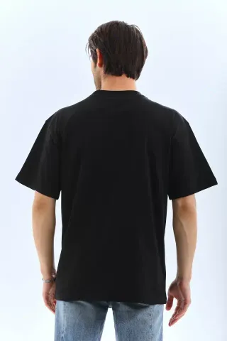 Unisex Oversize Düz Bisiklet Yaka T-Shirt - Siyah - M - Siyah