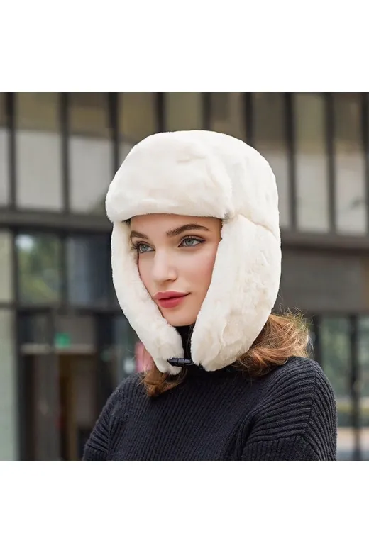 Unisex Peluş Kalpak Pilot Şapka