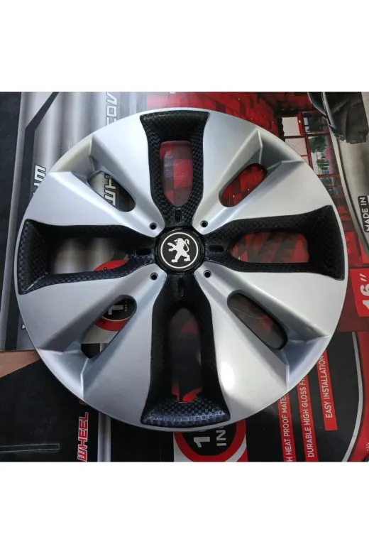 Universal 283738738473837211 Peugeot 302/305/307/309/207 Uyumlu Çift Renk Jant Kapağı 4'lü Takım Amblem Hediyeli