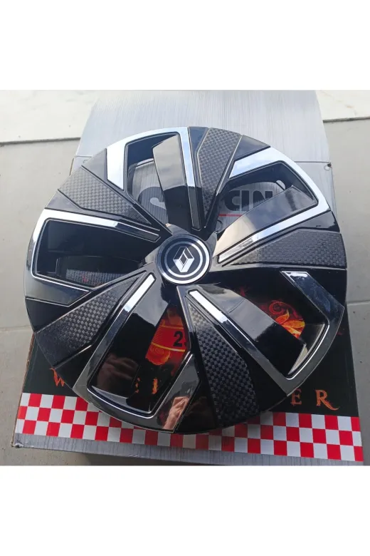 Universal 3837397393739373 Renault Megane / Fluence Uyumlu 16 Inç Krom Çıtalı Jant Kapağı 4'lü Takım Amblem Hediyeli