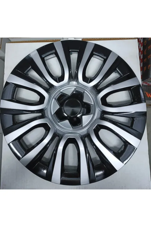 Universal 39372938922 15"inç Fiat Egea Uyumlu Çift Renk Jant Kapağı 4'lü Takım Amblem Hediyeli