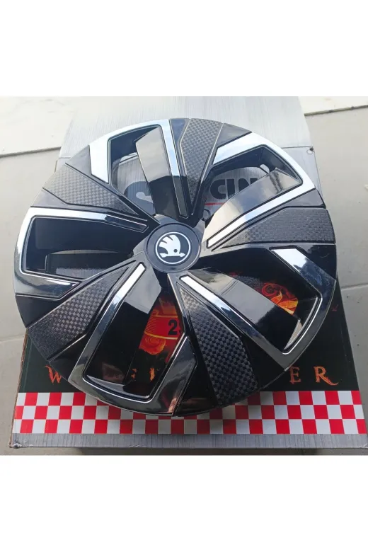Universal K836283pt Skoda Octavia/fabia/superb Uyumlu 15 Inç Krom Çıtalı Jant Kapağı 4'lü Takım Amblem Hediyeli