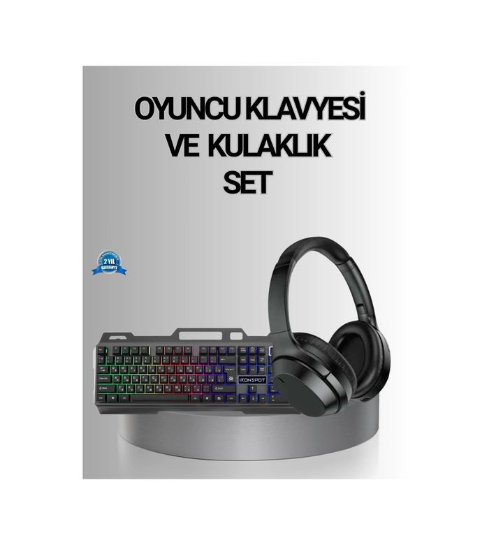 Uravasstore 125740554 Mey İthalat Işıklı Klavye Mouse Ve Bluetooth Kulaklık Seti Türkçe Q Usb