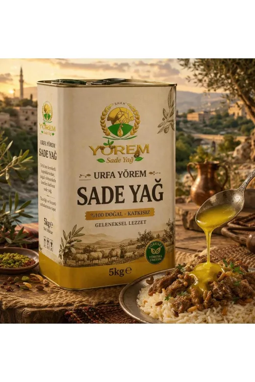 URFA YÖREM 4587 Urfayörem Geleneksel Sadeyağ,sade Yağı,tereyağı,tere Yağı,ghee Bakalvalık Künefelik Yağ 5 Kg