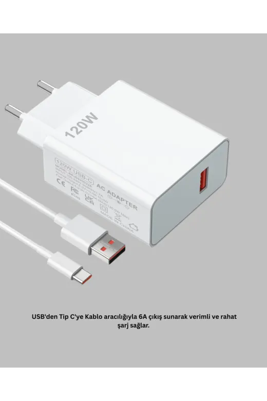 Urfakent TRADEYEB225DYMUCZZZ120WARJALET-8 Trendlia 120 Watt Type C Hızlı Şarj Reno 4 5 6 Uyumlu
