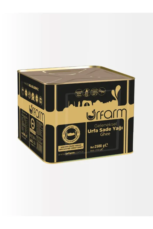 URFARM SADEYAG2500 Sadeyağ (Ghee) 2.5 Kg – Sadece Koyun, Temiz Süt Laktozsuz, Kazeinsiz, Ketojenik Saf Yağ Sade Yağ - Coğrafi İşaretli Urfa Sade Yağ