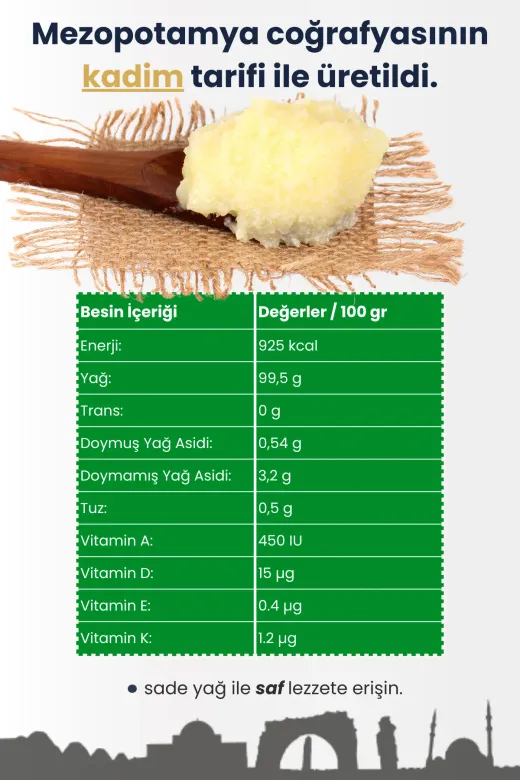 URFARM SADEYAG2500 Sadeyağ (Ghee) 2.5 Kg – Sadece Koyun, Temiz Süt Laktozsuz, Kazeinsiz, Ketojenik Saf Yağ Sade Yağ - Coğrafi İşaretli Urfa Sade Yağ