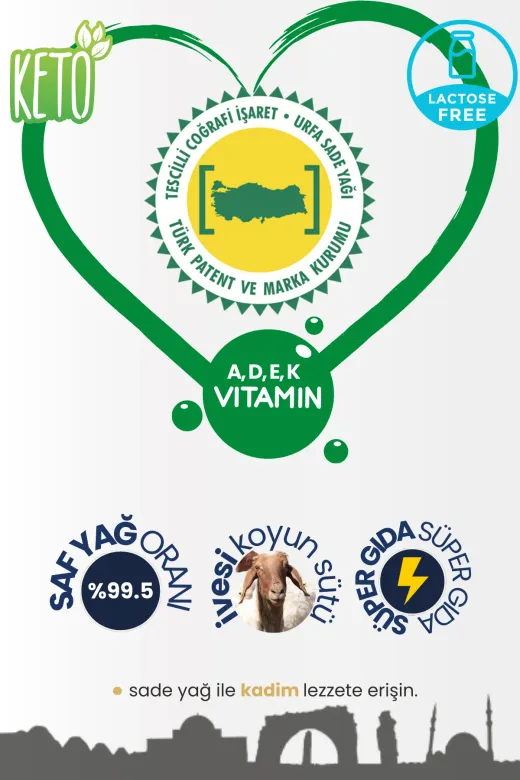 URFARM SADEYAG2500 Sadeyağ (Ghee) 2.5 Kg – Sadece Koyun, Temiz Süt Laktozsuz, Kazeinsiz, Ketojenik Saf Yağ Sade Yağ - Coğrafi İşaretli Urfa Sade Yağ