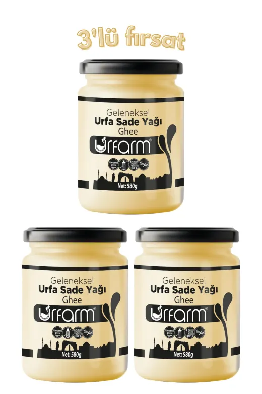 URFARM SADEYAG580-3 Urfa Ghee 580 Gr – 3'lü Koyun Sade Yağ Fırsat Paketi