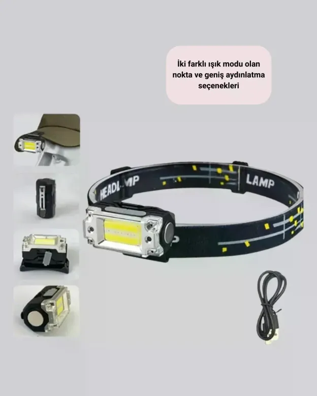 USB Şarjlı Mini LED KAFA Feneri 50m Odak 150m Geniş Aydınlatma Yeni Nesil