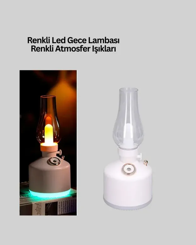 USB Şarjlı Retro Gaz Lambası Hava Nemlendirici Led Atmosfer Işıklı