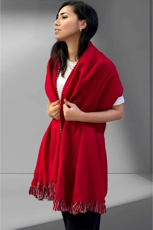 UTŞ152570 Kadın Çift Taraflı Düz Renk Yumuşak Dokulu Omuz Şalı Atkı ( 70Cm X 180Cm )