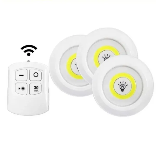 Uzaktan Kumandalı 3'lü Led Lamba Seti 9 Cm Beyaz Işık