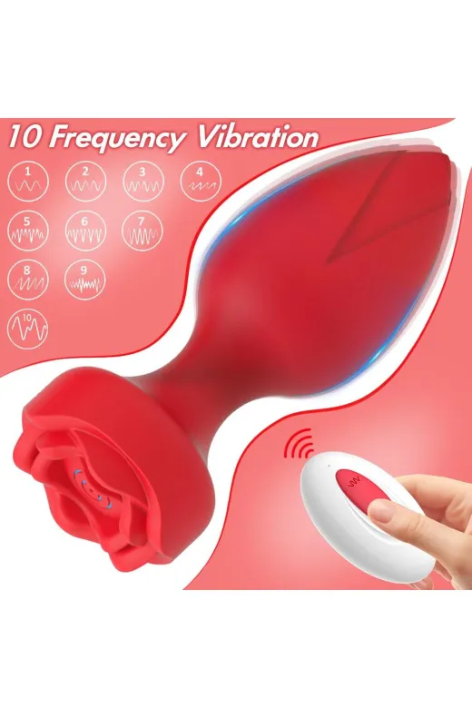 Uzaktan Kumandalı Gül Şekilli Anal Vibrator Kırmızı