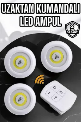 Uzaktan Kumandalı Led Ampul Seti 3'lü Pilli Kablosuz