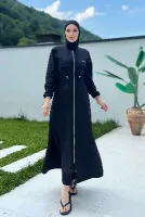 Uzun Tam Boy Paraşüt Tam Kapalı Tesettür Mayo Chaand 1267 Siyah