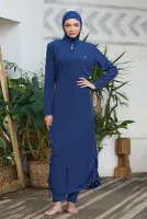 Uzun Tam Boy Tam Kapalı Tesettür Mayo Wınta 4065 Açık Lacivert