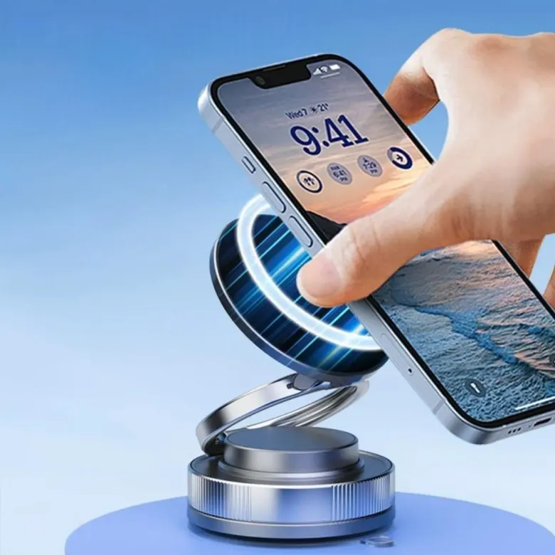 Vakumlu Manyetik Telefon Tutucu – Güçlü Vakum 360 Derece Döner Araç İçi Telefon Standı, Ultra Sabit Manyetik Destekli Mobil Cihaz Aparatı (4745)