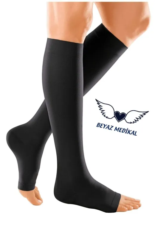 varimed VARİMEDDİZALTISİYAHAÇIK Orta Basınçlı (23 - 32 Mmhg) Diz Altı Varis Çorabı Siyah (Burnu Açık)