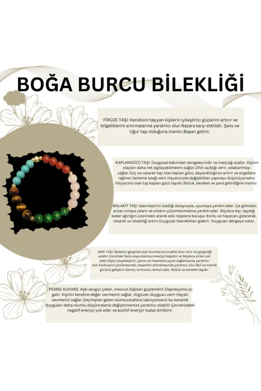 VAYE TİCARET Boğa Burcu Doğal Taş Bileklik