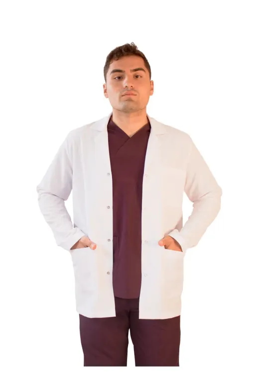 VAYTEKS 100EGYC1 Erkek Gömlek Yaka Ceket Boy Doktor Öğretmen Laboratuvar Önlüğü