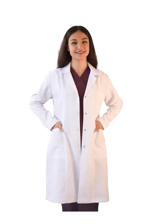 VAYTEKS 100KGYU7 Kadin Gömlek Yaka Uzun Boy Doktor Öğretmen Laboratuvar Önlüğü