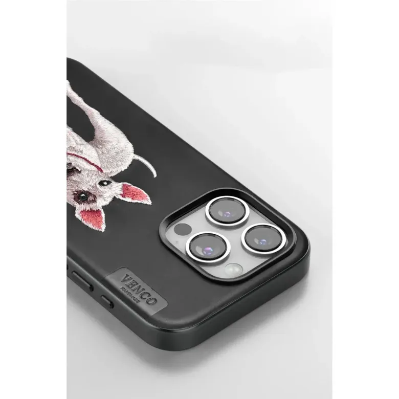 Venco İphone 15 Pro Max Perma Desenli Kapak - Siyah