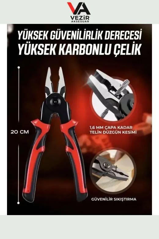 Vezir Aksesuar TRY99061 5 Başlıklı Değiştirilebilir Özel Pense Hırdavat Kablo Soyum Pensesi Çok Amaçlı & Dayanıklı