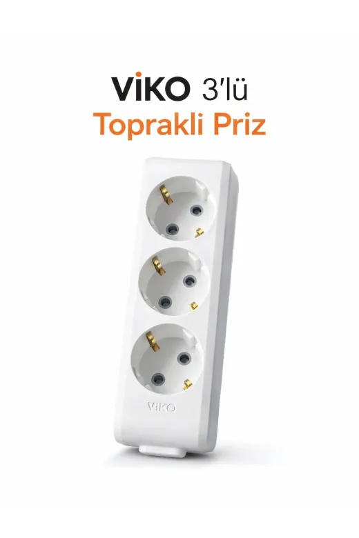 VİKO 3'lü-2 3’Lü Topraklı Priz – Beyaz