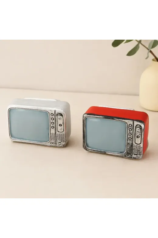 Vintage Televizyon Dekoratif Biblo Reçine 9x6 cm